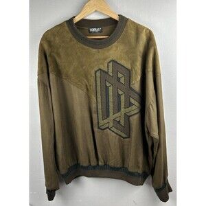 Vtg Torras Spain Suede Silk Wool Mens Sweater Size 44 XL 3D Abstract print Brown
